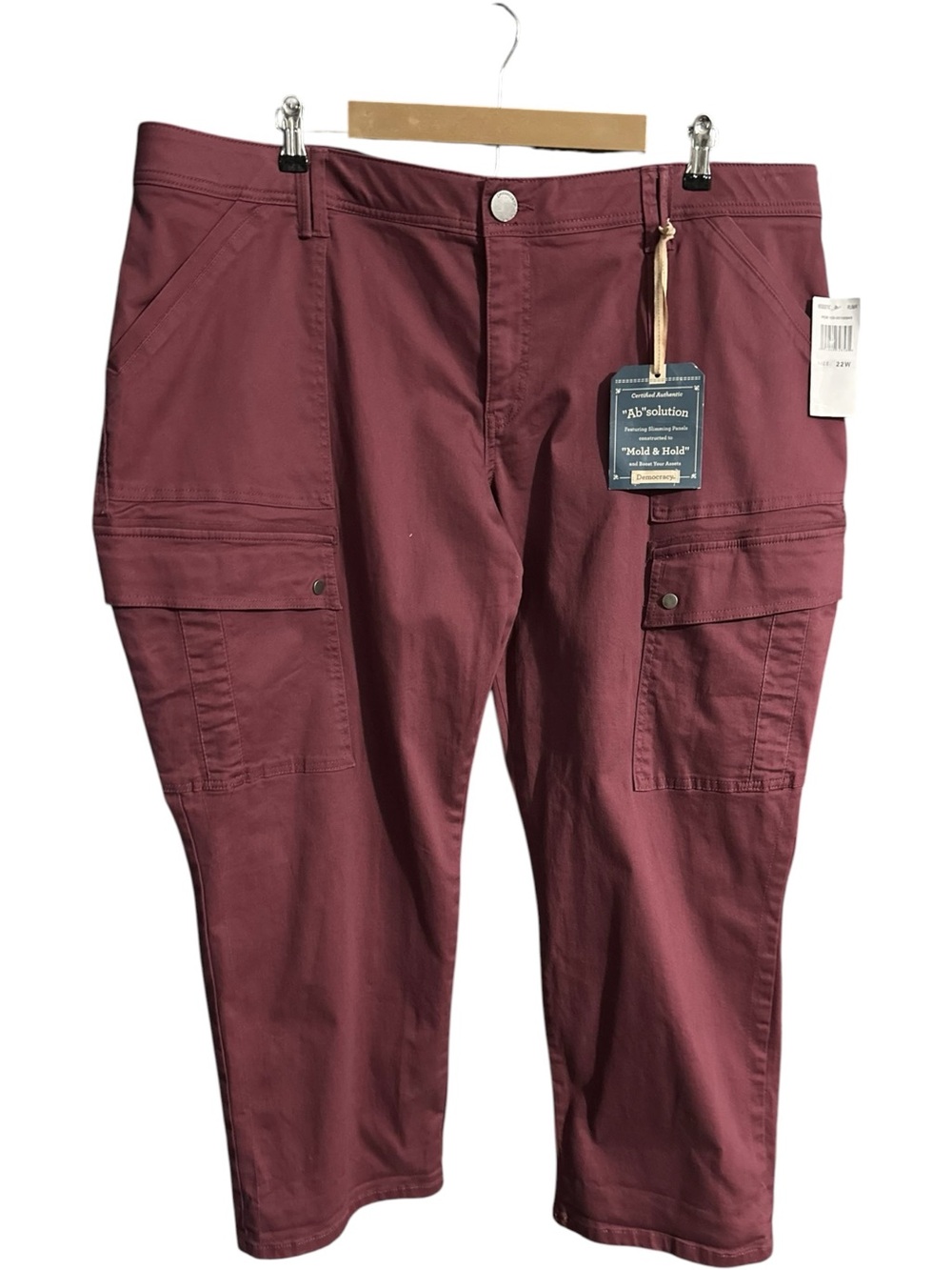Democracy Absolution Technology Cargo Pants NWT Burgundy Size 22W